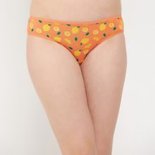 Clovia Low Waist Tutty Fruity Printed Bikini Panty - Cotton - Orange
