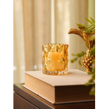 Pure Home + Living Amber Diamond Cut Glass Glass Tealight Holder (Pack of 2)