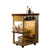 HAUS OF BARS BY SPEEDX Model Y Stylish Bar Trolley, Gold Finish with Metal Top