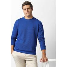Van Heusen Men Blue Textured Crew Neck Sweatshirt
