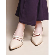 CLOG LONDON Women Casual Slip On Block Heels Beige