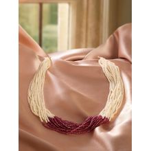 Zaveri Pearls Dazzling Maroon Multistrand Beaded Fusion Wear Necklace-ZPFK21886