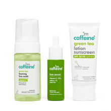 MCaffeine Vitamin C Daily Glow Kit - Face Wash, Serum and Green Tea Sunscreen