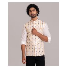 Lightpole Men's Straight Lining Embroidered Design Nehru Jacket