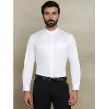 Metal White 100% Cotton Solid Formal Shirt Slim Fit Mandarin Neck