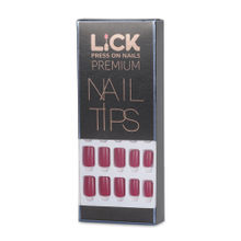 LiCK Deep Red Reusable Acrylic Press On Nails With Application Kit