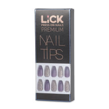 LiCK Purple Glitter Reusable Acrylic Press On Nails With Application Kit