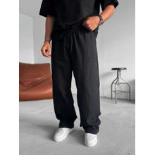 EVERDION Black Linen Carpenter Pant