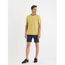 GANT Men Yellow Solid Round Neck Short Sleeves T-Shirt