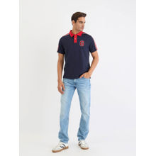 GANT Men Navy Blue Solid Short Sleeves Polo T-Shirt