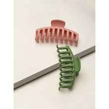 Toniq Stylish Greenpink Hair Claw Clips Gift Set -Set Of 2