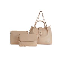 Lapis O Lupo Women's Handbag Sling Bag and Pouch Combo (Beige) (Set of 3)