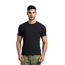 Tego Black Bamboo Solid Men T-Shirt