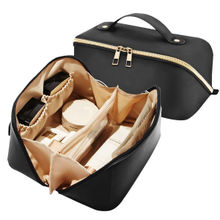 Matra Travel Makeup Bag Cosmetic Storage Leather Vanity Pouch Makeup Organiser - Black