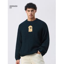 The Souled Store Originals Navy Blue Oversized Sweater: Sky High