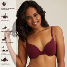 Nykd by Nykaa Breathe Cotton Padded Wired Push Up level-2 Bra Demi Coverage - Maroon NYB005