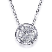 Peora Silver Plated Stunning CZ Solitaire 16" Necklace for Women Girls with Extender (PX8P50S)