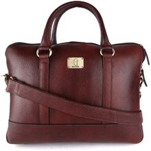 HiLEDER Pure Leather Unisex 14 Inch Briefcase Laptop Sleeve Messenger Office Bag- Brown