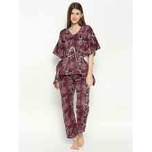 Pyjama Party Ruby Rue Kaftan Pj Set - Pure Cotton Pj Set In Kaftan Style - Maroon