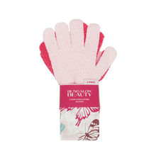 BUNGALOW BEAUTY Exfoliating Bath Gloves, Light And Dark Pink, 4-Piece Set