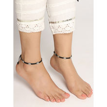 VIRAASI Silver-Toned Owl Design Beads Adjustable Anklet