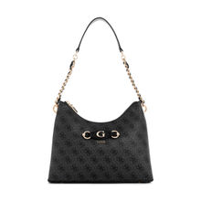 Guess Coal Grey Printed Izzy Top Zip Shoulder Bag