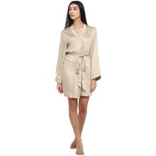 Shopbloom Premium Modal Satin Robe with Tie | Nightwear | Lounge Wear - Gold
