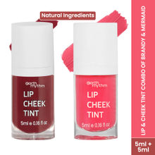 Earth Rhythm Lip & Cheek Tint Combo of Brandy & Mermaid, Non-toxic Pigments, Long-stay