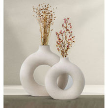 PUREZENTO Donut Vase In Color Off White (Set of 2)