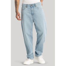 Snitch Men Light Blue Plain Loose Casual Jeans