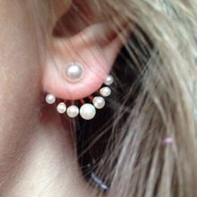 Fabula Jewellery Gold & White Two-In-One Pearl Office-Wear Ear Stud Earring For Women & Girls