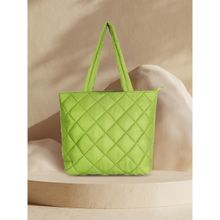 Anekaant Uno Parrot Green Quilted Polyester Diamond Handheld Bag