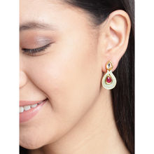 Zaveri Pearls Enamelling Mint Green & Pink Stones Kundan Traditional Stud Earring (ZPFK9635)