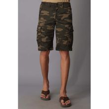 ROOKIES Green Slim Fit Camouflage Shorts In Cotton Elastane