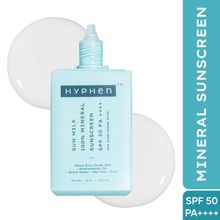 Hyphen Sun Milk 100% Mineral Sunscreen SPF 50 PA++++ 25% Nano Zinc Oxide For Acne Prone, Oily Skin