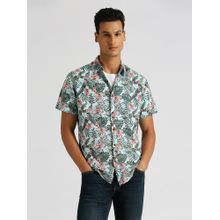 Pepe Jeans Blue Iker Floral Printed Cotton Linen Shirt
