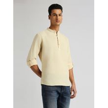 Pepe Jeans Beige Jaime Solid Cotton Linen Shirt