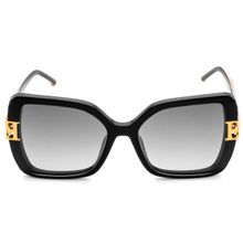 Escada Grey Lens Butterfly Sunglass Full Rim Shiny Black Frame (62)
