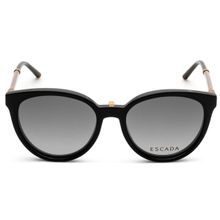 Escada Grey Lens Oval Sunglass Full Rim Shiny Black Frame (53)