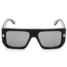 Just Cavalli Grey Lens Square Sunglass Full Rim Shiny Black Frame (56)