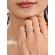 Lollipop 925 Silver Round Multi Stone Waves Of Color Ring for Women & Girls