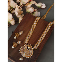 Anika's Creations Designer Long 24K Gold Pearl and Stone Studded South Indian Jewellery
