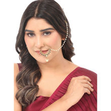 Anika's Creations 24 Ct Gold-Plated Stone-Studded & Beaded Chained Nath