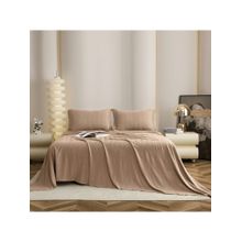 The Gharnish Brown Striped Bedsheet with 2 Pillow Covers (Double)