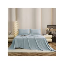 The Gharnish Blue Striped Bedsheet with 2 Pillow Covers (Double)