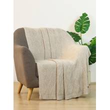 PLUCHI Tagus Beige Birch Cotton Knitted Throw
