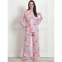Secret Wish Printed Baby Pink Cotton Night Suit (Set of 2)