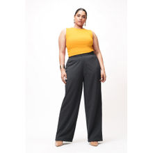 FREAKINS Bold Black Curve Textured Korean Pants