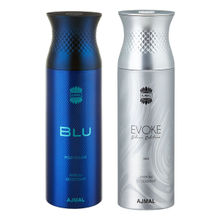 Ajmal Blu & Evoke Silver Perfume Deodorant Body Spray For Men