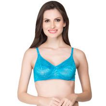 Clovia Lace Solid Non-Padded Full Cup Wire Free Everyday Bra - Light Blue